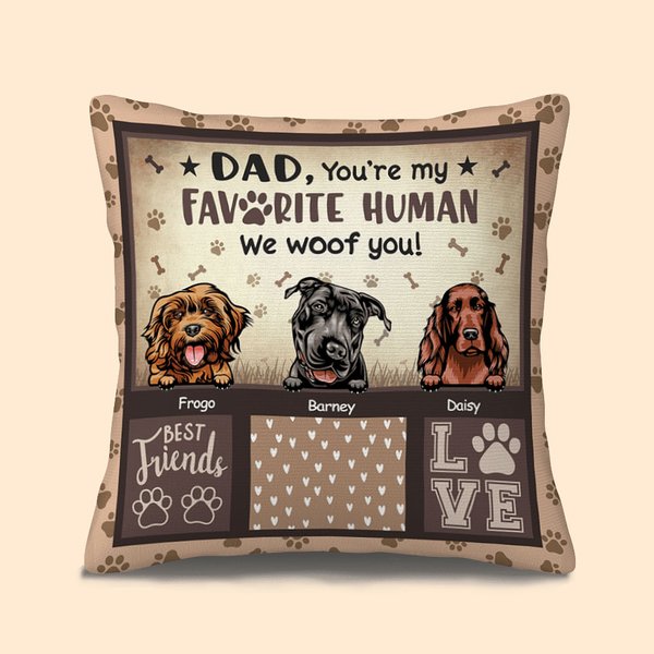 Personalisierte Papa Du bist mein Lieblingsmensch ich Wuff Sie werfen Kissenbezug Geschenk für Hundeliebhaber Vatertag Geschenk