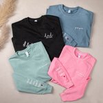 Personalisierte Baumwolle Papa Mama Papa Nana Pullover Crewneck weiches Sweatshirt mit gestickten Kinder Namen Unisex