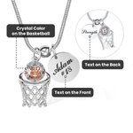 Collar colgante personalizado de baloncesto de cristal estereoscópico con nombre y número grabados Regalo para amante del baloncesto