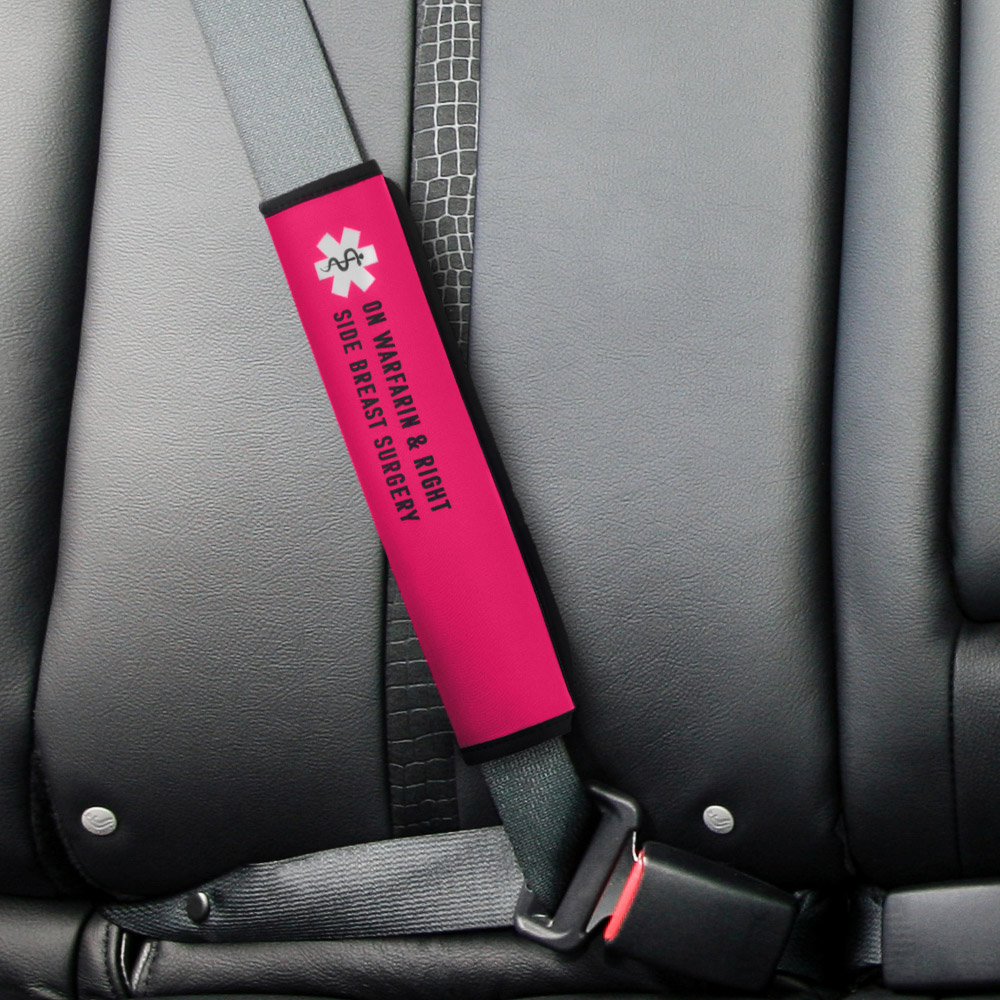 Personalized Medical Alert Seatbelt Cover Special Needs Emergency Injection Info Car Safety