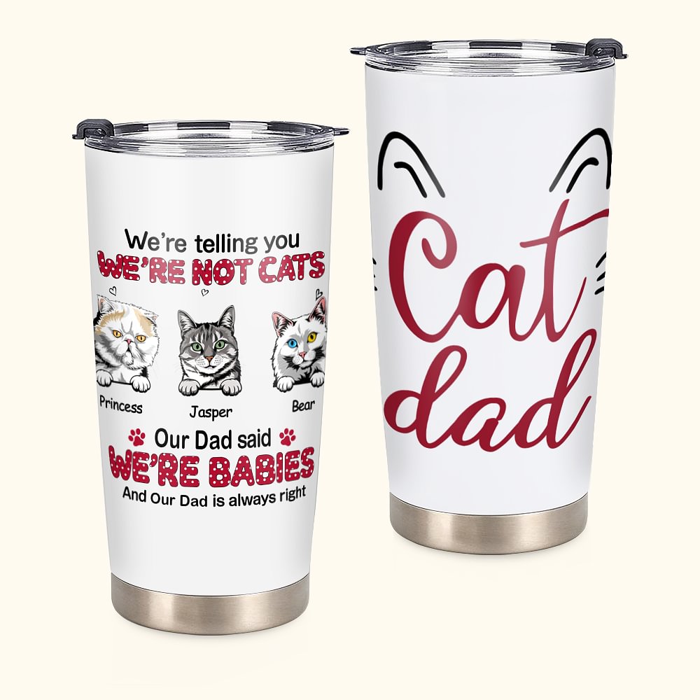 Personalizzato Cute Cat Dad Cartoon Pattern 20oz Tumbler Festa del Papà Uso quotidiano