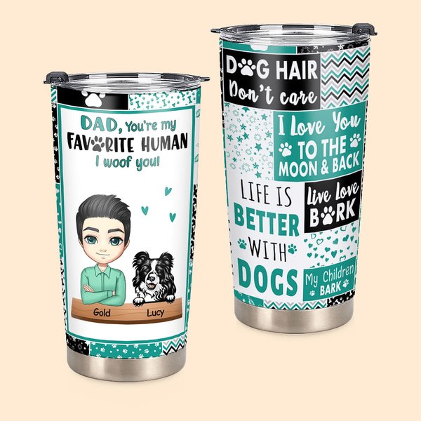 Gobelet Personnalisé avec Personnage et Chien Cadeau Fête des Pères pour Homme Papa