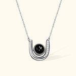 Gepersonaliseerde Micro-gegraveerde Projectie Foto Hoefijzer Diamant Sterling Zilveren Ketting Gift voor Vrouw Verjaardag Verjaardag