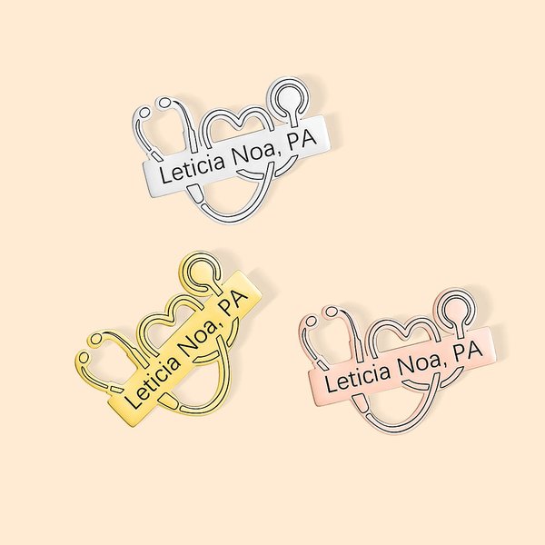 Broche stéthoscope personnalisée avec le nom de l'étudiant(e) Infirmier(e) Médecin Cadeau