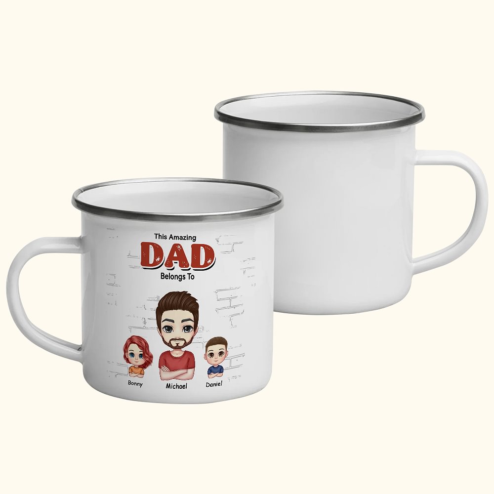 Tasse en émail personnalisée pour papa grand-père beau-père mari fête des pères cadeau d'anniversaire