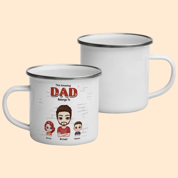 Tasse en émail personnalisée pour papa grand-père beau-père mari fête des pères cadeau d'anniversaire
