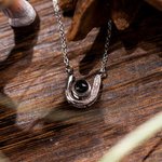 Gepersonaliseerde Micro-gegraveerde Projectie Foto Hoefijzer Diamant Sterling Zilveren Ketting Gift voor Vrouw Verjaardag Verjaardag