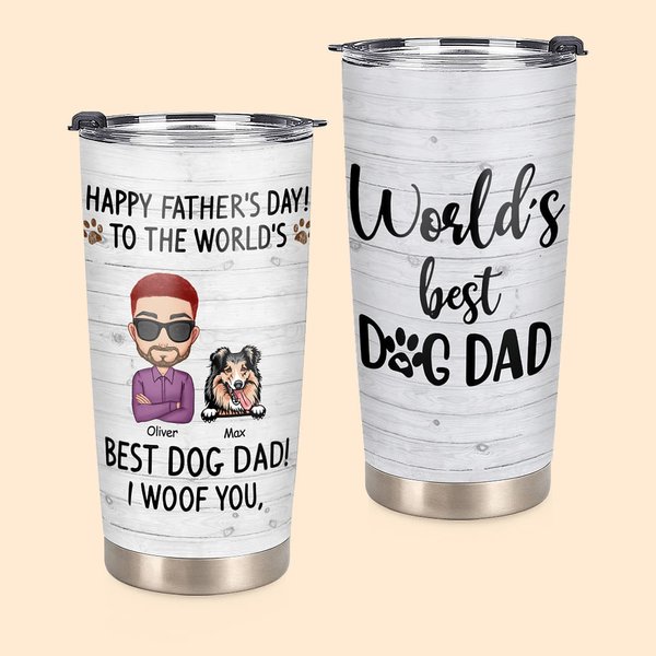 Gepersonaliseerde Best Dog Dad I Woof You 20oz Tumbler voor Warme en Koude Dranken Vaderdag Reizen
