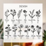 Coffret à Bijoux en Velours Personnalisé avec Nom et Fleur de Naissance Accessoire de Voyage Cadeau Mariage pour Mère Femme Demoiselle d'Honneur