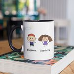 Henkilökohtainen rakas perheenjäsen rakkaus toisiaan söpö lapset valkoinen ja väri sisällä keraaminen muki syntymäpäivälahja lahja