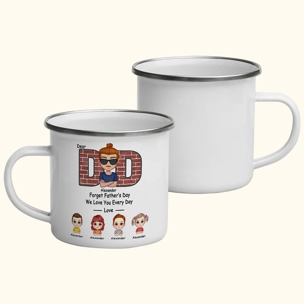 Tazza smaltata personalizzata Dear Dad Forget Father's Day We Love You Every Day per il regalo della Festa del Papà