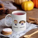 Henkilökohtainen rakas perheenjäsen rakkaus toisiaan söpö lapset valkoinen ja väri sisällä keraaminen muki syntymäpäivälahja lahja