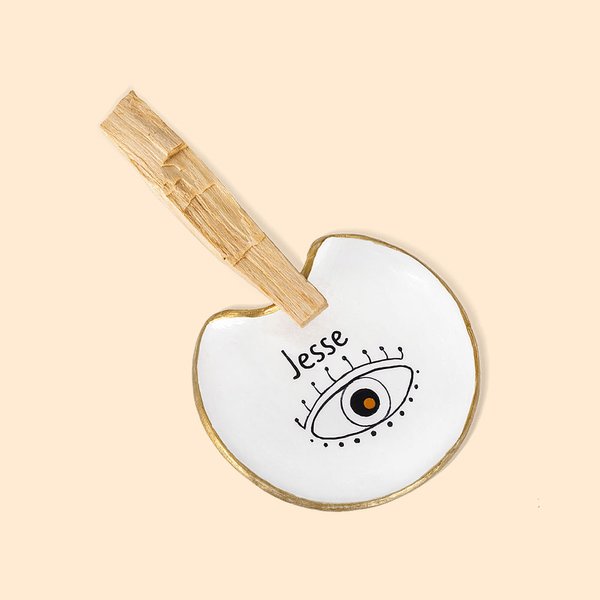 Personlig Evil Eye Palo Santo Holder Palo Santo Burner Dish Spirituell dekor røkelsesbrenner Røkelsesholder Håndlaget