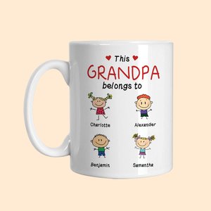 Personalised This Grandpa Grandma Mom Dad Belongs To Me Ceramic Mug Gift for Family Member Office and Home Use