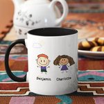 Henkilökohtainen rakas perheenjäsen rakkaus toisiaan söpö lapset valkoinen ja väri sisällä keraaminen muki syntymäpäivälahja lahja