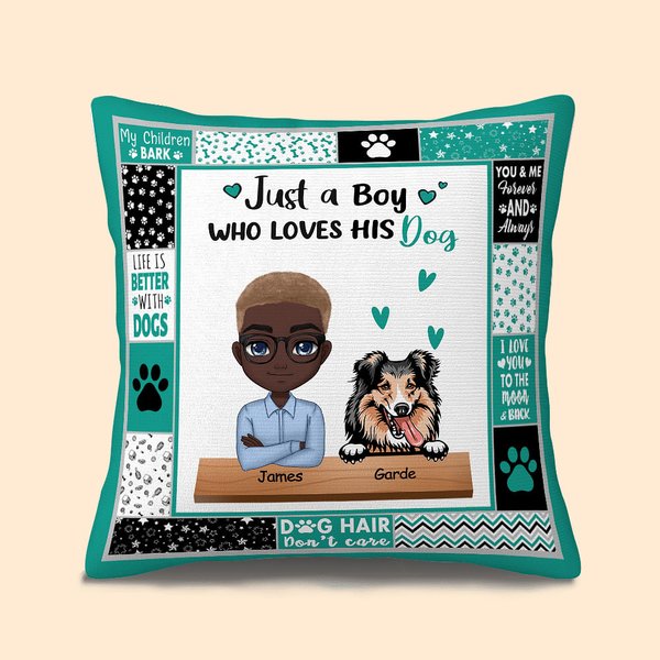 Gepersonaliseerde Just A Boy Who Loves His Dog Schattig Pillow Cover Vaderdag Sofa Decor