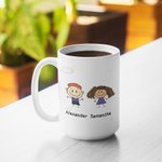 Henkilökohtainen rakas perheenjäsen rakkaus toisiaan söpö lapset valkoinen ja väri sisällä keraaminen muki syntymäpäivälahja lahja