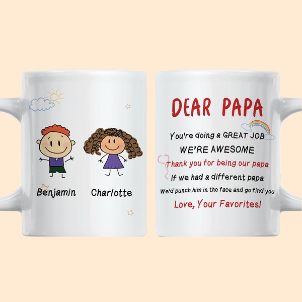 Henkilökohtainen rakas perheenjäsen rakkaus toisiaan söpö lapset valkoinen ja väri sisällä keraaminen muki syntymäpäivälahja lahja