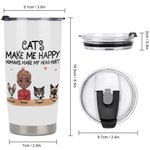 Henkilökohtainen Kissat tekevät minut onnelliseksi Ihmiset tekevät pääni kipeäksi Cat Dad 20oz Tumbler Syntymäpäivälahja Päivittäinen käyttö