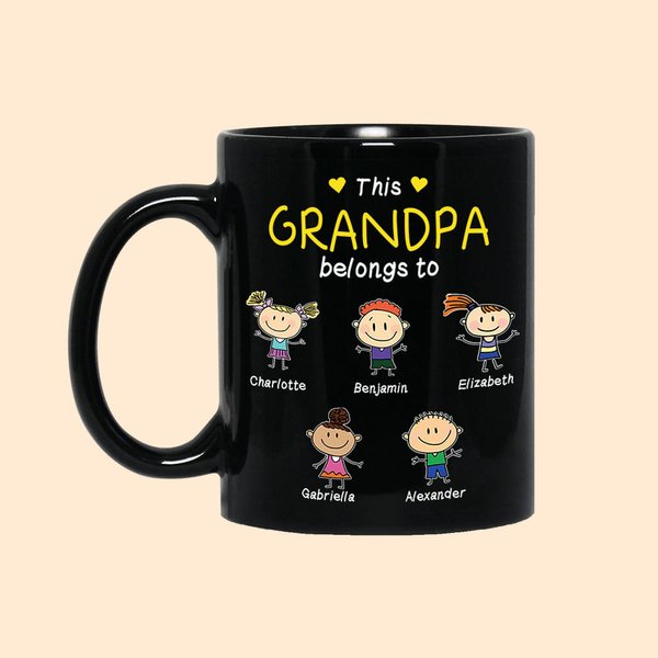 Family Portrait Black Ceramic Mug with C-type Handle