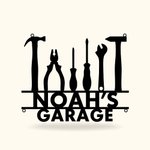 Plaque Garage Personnalisée avec Nom Décoration Murale en Métal dans l'Atelier Cadeau Anniversaire Fête des Pères pour Homme