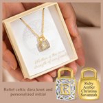 Personalised Celtic Dara Knot Initial Lock Necklace Irish Celtic Knot