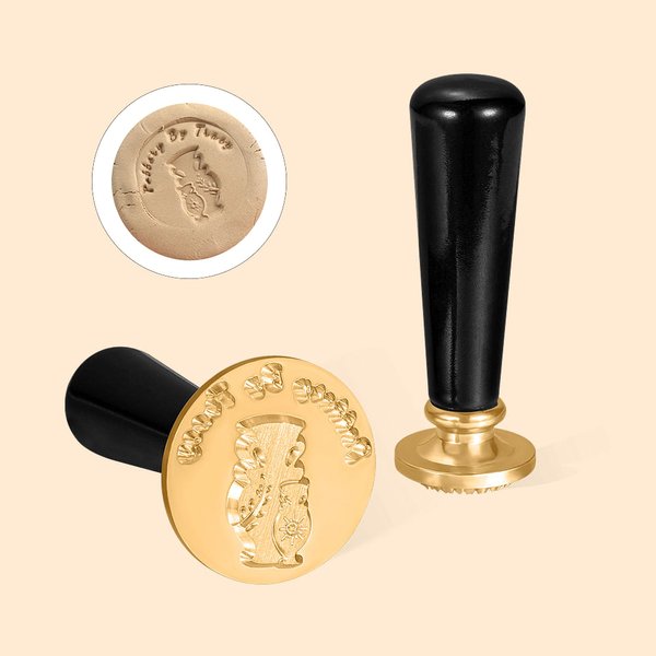 Henkilökohtainen keraaminen savi messinki keramiikka leima Pattern Initial Date lahja käsityön ystäville