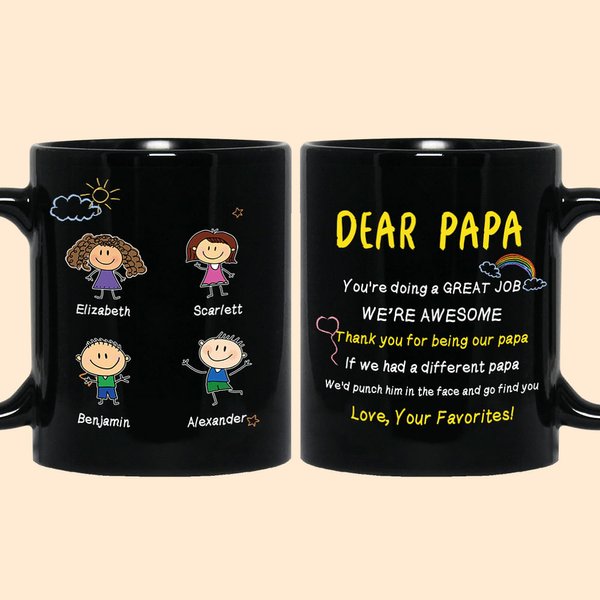 Dear Family Member Great Job Black Ceramic Mug