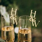 Personalized Initials Drink Topper Acrylic Mirror Tags Anniversary Wedding Party Favor Gift for Couple