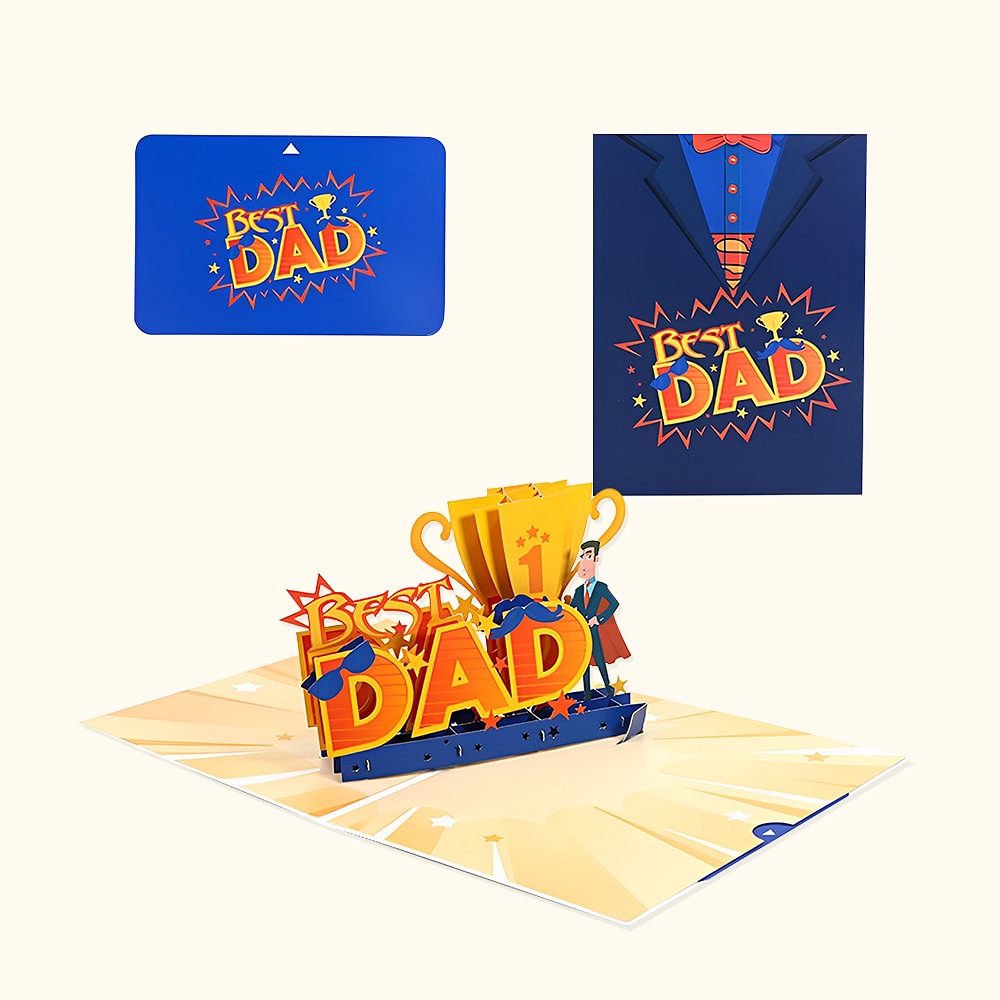 Carte de Vœux 3D Personnalisée avec Différents Styles Cadeau de Fête des Pères pour Papa Grand-père