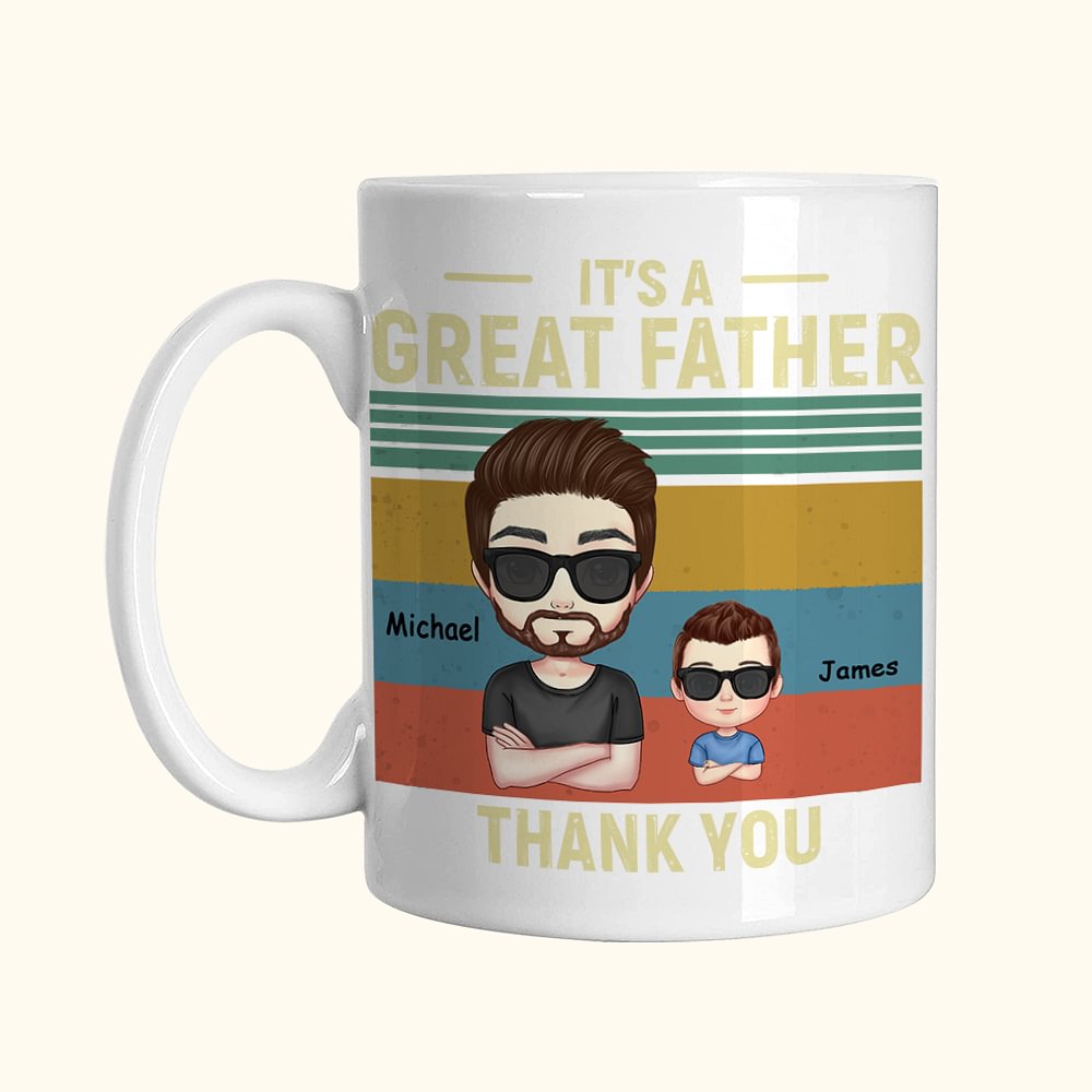 Tasse en céramique blanche personnalisée pour la fête des pères Cadeau d'anniversaire pour homme