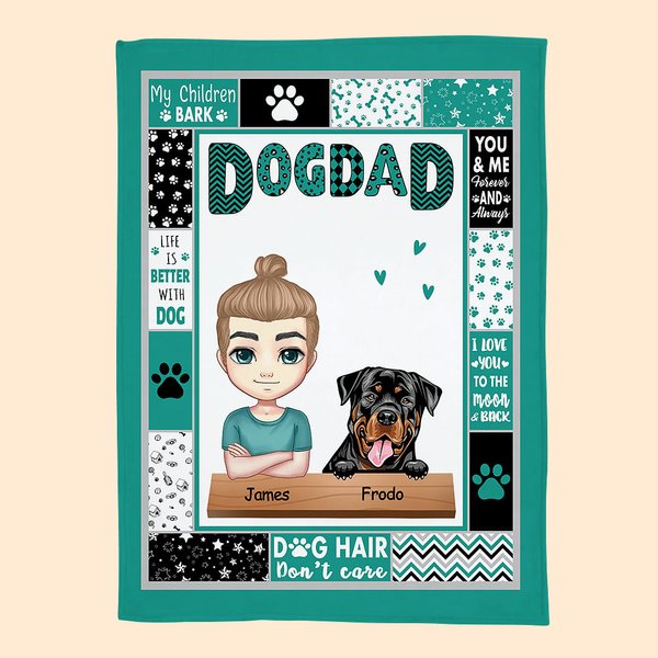 Couverture en flanelle personnalisée pour la fête des pères Cadeau pour les amoureux des chiens