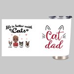 Henkilökohtainen elämä on parempaa kissojen kanssa 20oz eristetty lasipullo, jossa on nimi ja kansi Isänpäivä kiitospäivä lahja kissan isälle lemmikkieläinten ystävälle