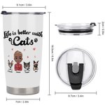 Henkilökohtainen elämä on parempaa kissojen kanssa 20oz eristetty lasipullo, jossa on nimi ja kansi Isänpäivä kiitospäivä lahja kissan isälle lemmikkieläinten ystävälle