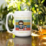 Personalized Great Handsome Dad Cute Kid Thank Dad White Ceramic Mug Father's Day Birthday Gift for Man