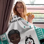 Personalised Just A Boy Who Loves His Dog Soft Blanket Birthday Father's Day Gift for Pet Lover
