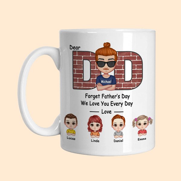 Personalized Dear Dad We Love You Every Day White Ceramic Mug Father's Day Gift for Him