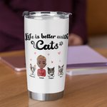 Henkilökohtainen elämä on parempaa kissojen kanssa 20oz eristetty lasipullo, jossa on nimi ja kansi Isänpäivä kiitospäivä lahja kissan isälle lemmikkieläinten ystävälle