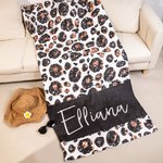 Serviette Plage Super Absorbant Séchage Rapide Doux Motif Léopard Zèbre Couverture Personnalisée avec Nom Accessoires Cadeau d'Anniversaire pour Femme