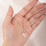 Personalizado Dainty Doble Corazón Lariat Collar de Plata de Ley con la inicial grabada Día de la Madre Aniversario de regalo para las mujeres