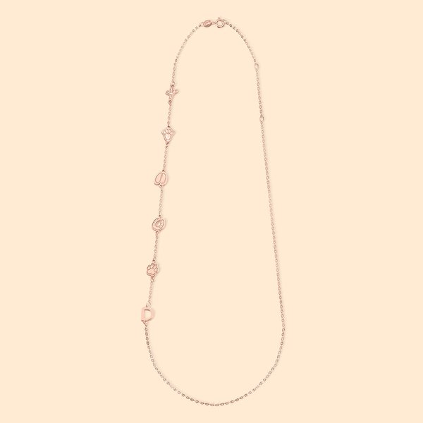 Pet Paw Initial Sideway Necklace for Women