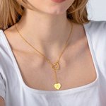 Personalizado Dainty Doble Corazón Lariat Collar de Plata de Ley con la inicial grabada Día de la Madre Aniversario de regalo para las mujeres