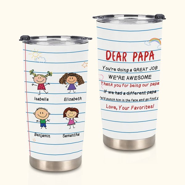 Personalised Cute Kid Notebook We're Awesome Love Your Favorites 20oz Tumbler Family Anniversary Gift for Papa Grandma Grandpa Mama Mimi Nana