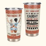 Henkilökohtainen Bestie lainausmerkit Rikostoverit Muista jos jäämme kiinni olet kuuro en puhu englantia 20oz Tumbler Syntymäpäivä kuumille ja kylmille juomille