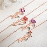 Chaîne avec Nom Personnalisé Collier de Fleur de Naissance Cadeau d'Anniversaire pour Elle