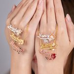 Chaîne avec Nom Personnalisé Collier de Fleur de Naissance Cadeau d'Anniversaire pour Elle