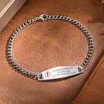 Personalizada de acero inoxidable de emergencia unisex de alerta médica pulsera de identificación con mensajes grabados regalo de cumpleaños pensativo