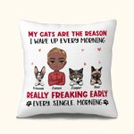 Personifierad Mina katter är anledningen till att jag vaknar varje morgon Kasta kuddöverdrag för kattälskare Soffa dekor
