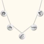 Personalized 1-5 Discs Charm Necklace with Name and Icon for Mother Daughter Best Sisters Pet Lovers Jewellery Gift