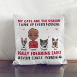 Personifierad Mina katter är anledningen till att jag vaknar varje morgon Kasta kuddöverdrag för kattälskare Soffa dekor